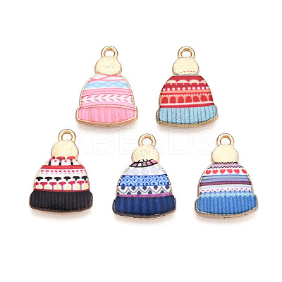 Winter Theme Printed Alloy Pendants PALLOY-H127-03G-1