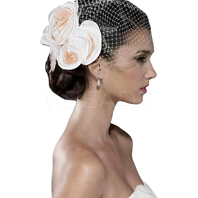 Bridal Mesh Veil Floral Cloth Hair Combs MRMJ-WH0077-096-1