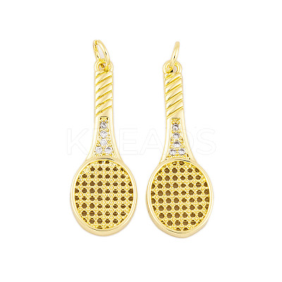 Rack Plating Brass Micro Pave Cubic Zirconia Pendants KK-P269-06G-1