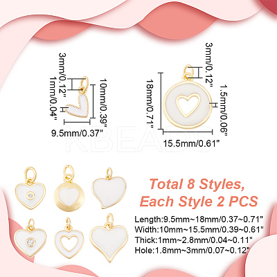 16Pcs 8 Styles Brass Enamel Charms KK-GA0001-57-1