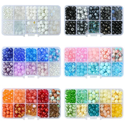 DIY Round Glass Beads Jewelry Making Findings Kits DIY-YW0010-93A-1