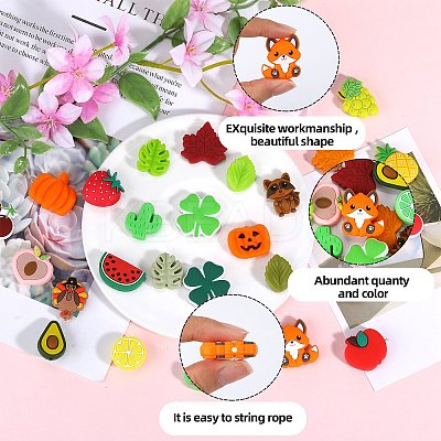 16Pcs 8 Styles Food Grade Silicone Focal Beads SIL-SZ0002-20-1