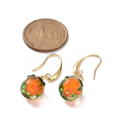 Lampwork Persimmon Dangle Earrings EJEW-TA00227-1