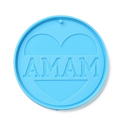 DIY Mother's Day Theme Flat Round Pendant Silicone Molds SIMO-H010-02B-1