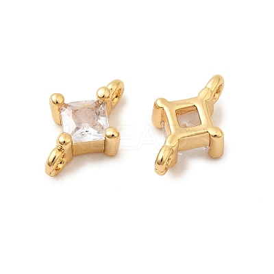 Brass Pave Clear Cubic Zirconia Connector Charms KK-P340-07A-G-1
