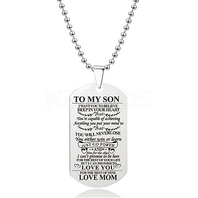 201 Stainless Steel To My Son Dog Tag Pendant Ball Chain Necklaces FS-WG527E6-16-1