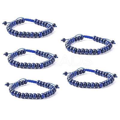 Adjustable Natural Lapis Lazuli Braided Bead Bracelets BJEW-F369-A15-1