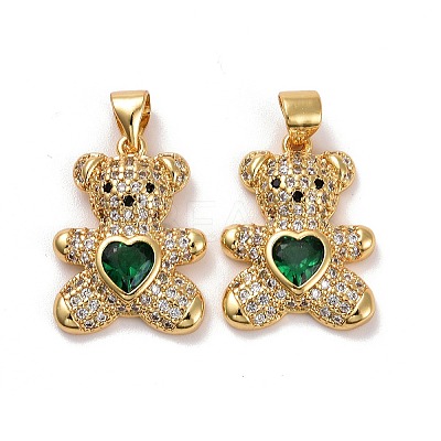 Brass Micro Pave Cubic Zirconia Pendants KK-K258-24I-G-RS-1