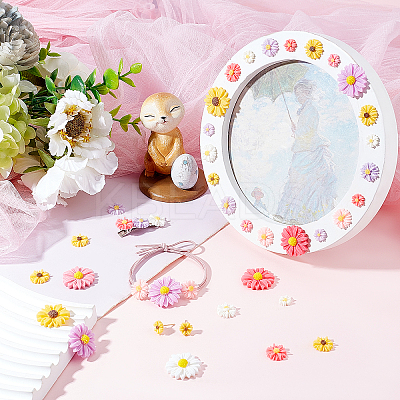 Flatback Hair & Costume Accessories Ornaments Resin Flower Daisy Cabochons CRES-PH0003-18-1
