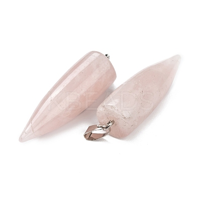 Natural Rose Quartz Pointed Pendants G-D040-01P-B09-1