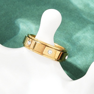 304 Stainless Steel Rhinestone Rotating Finger Rings LS-RJEW-A074-01A-G-1