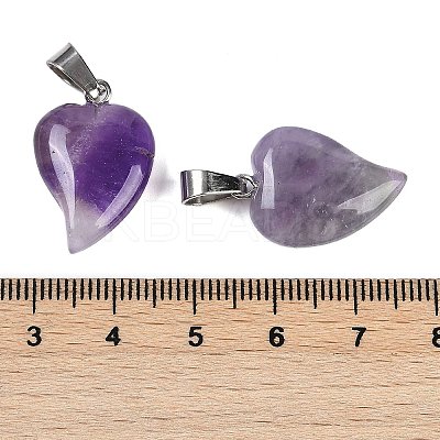 Natural Amethyst Heart Pendants G-H073-03P-01-1