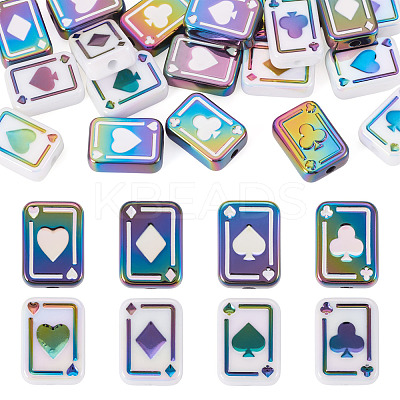 20Pcs 2 Colors UV Plating Rainbow Iridescent Acrylic Enamel Beads SACR-TA0001-70-1