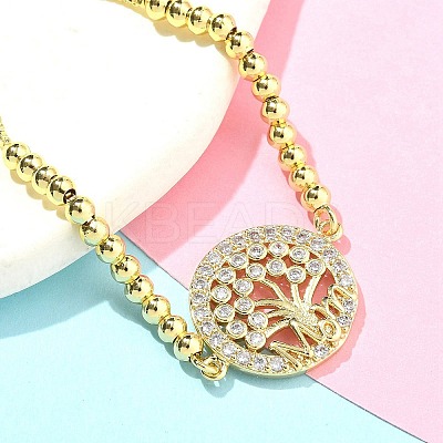 Mother's Day Brass Micro Pave Cubic Zirconia Silder Bracelets for Women LS-BJEW-S158-01G-B-1