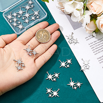 16Pcs 201 Stainless Steel Pendants STAS-DC0016-89P-1