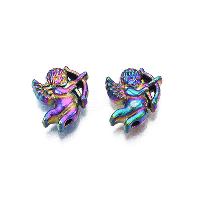 Rack Plating Rainbow Color Alloy Beads PALLOY-S180-330-1