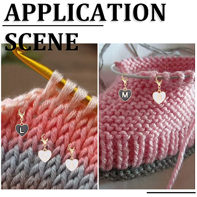 56Pcs 2 Colors Alloy Enamel Pendant Locking Stitch Markers HJEW-SC00141-1