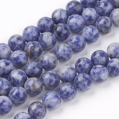 Natural Blue Spot Jasper Bead Strands G-R193-15-8mm-1