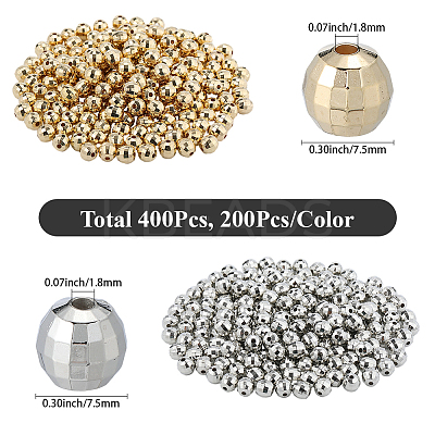 400Pcs 2 Colors CCB Plastic Beads CCB-PA0001-15-1