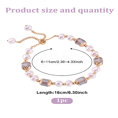 1Pc Acrylic & Cubic Zirconia Beads Slider Bracelets BJEW-LP0015-13-1