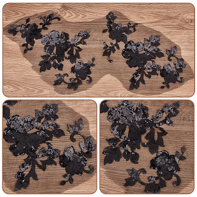 1 Pair 3D Flower Polyester Embroidery Sew on Appliques PATC-GF0001-35A-1