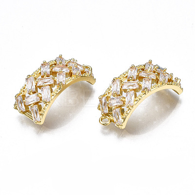 Brass Inlaid Clear Cubic Zirconia Pendants ZIRC-S069-002G-1