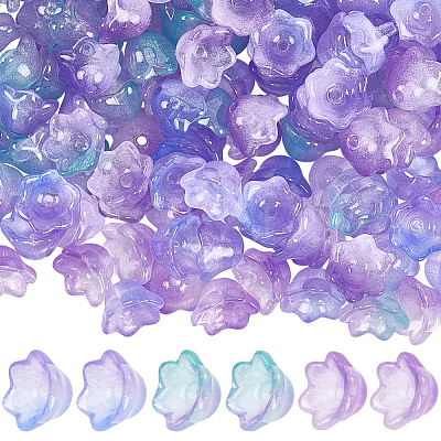 150Pcs 3 Colors Transparent Two Tone Spray Painted Glass Beads GLAA-LT0001-04B-1