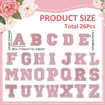 26Pcs Letter A~Z Glitter Powder with Paillette Sew on Cloth Patches PATC-MA0001-54A-1