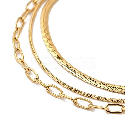Stainless Steel Chains Three Layers Necklaces NJEW-D054-01A-01G-1