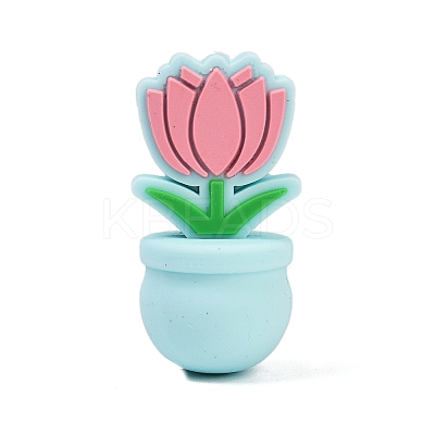 Flower Food Grade Silicone Focal Beads SIL-A011-03B-02-1