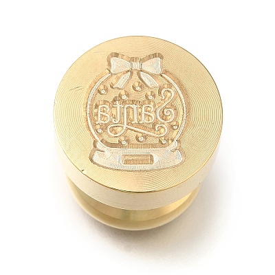 Christmas Golden Tone Wax Seal Brass Stamp Heads LS-AJEW-A058-01C-1