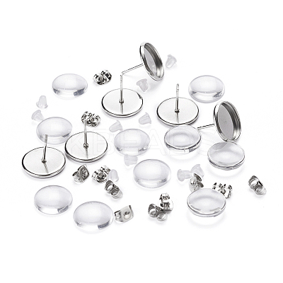 DIY 50Pairs Flat Round Earring Making Kits DIY-YW0001-90P-1