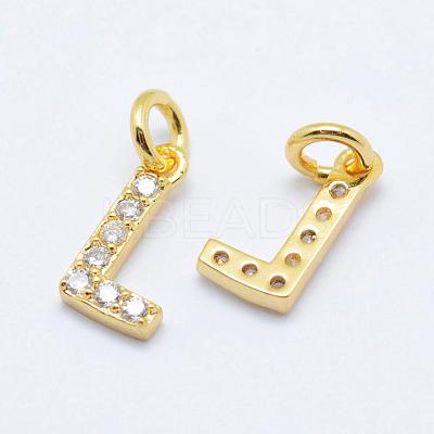 Brass Micro Pave Grade AAA Cubic Zirconia Charms ZIRC-P067-11G-L-NR-1