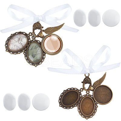 2 Sets Wedding Bouquet Alloy & Glass Photo Charms DIY-SC0025-64-1