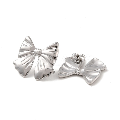 Non-Tarnish Bowknot 304 Stainless Steel Stud Earrings for Women EJEW-L272-026P-01-1