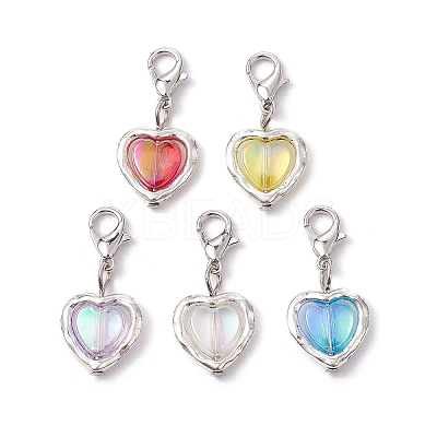 Heart Acrylic & Alloy Pendant Decorations HJEW-JM01642-A-1