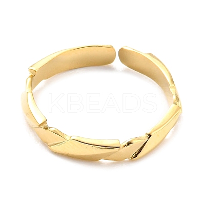 304 Stainless Steel Rhombus Open Cuff Ring for Women RJEW-C016-10G-1