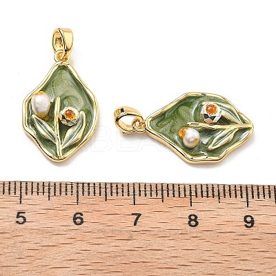 Brass Enamel Pendants KK-B129-25G-01-1
