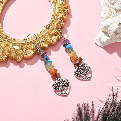 Natural & Synthetic Mixed Stone Chips Dangle Earrings EJEW-JE05390-04-1