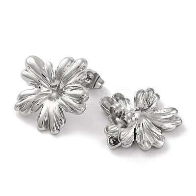 304 Stainless Steel Flower Stud Earrings EJEW-D281-12S-1