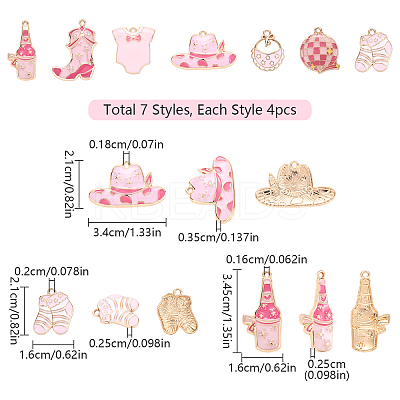 28Pcs 7 Styles Rack Plating Alloy Enamel Pendants ENAM-YW0004-86-1