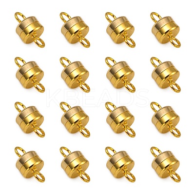 Column Brass Magnetic Clasps with Loops KK-M064-G-NR-1