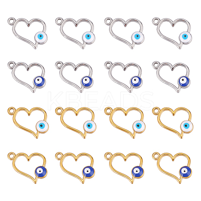 16Pcs 4 Style 304 Stainless Steel Enamel Pendants STAS-DC0010-35-1