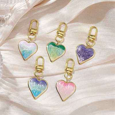 Heart 304 Stainless Steel Enamel Pendant Decorations HJEW-JM02901-1