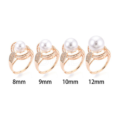 Oval Brass Micro Pave Clear Cubic Zirconia Adjustable Ring Settings KK-T076-69G-1