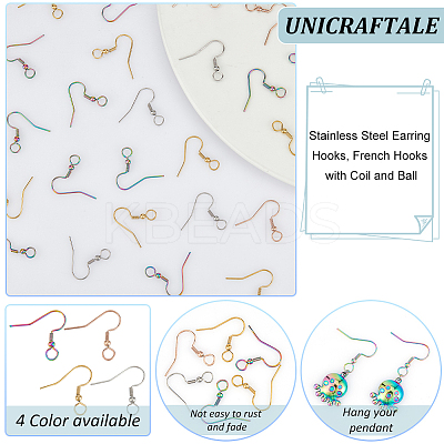 80Pcs 4 Colors 304 Stainless Steel Earring Hooks STAS-UN0054-22-1