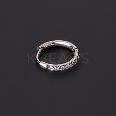316 Stainless Steel Micro Pave Clear Cubic Zirconia Hoop Cartilage Earrings WG9FB89-06-1