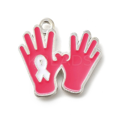 Breast Cancer Pink Awareness Ribbon Theme Alloy Enamel Pendants ENAM-C026-01E-S-1