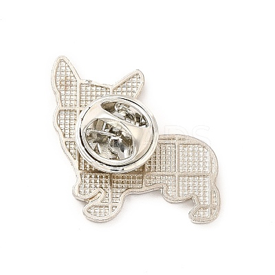 Dog Enamel Pin with Brass Butterfly Clutches JEWB-A006-01H-1