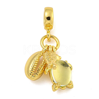 Rack Plating Brass & Resin European Dangle Charms KK-I718-22G-1